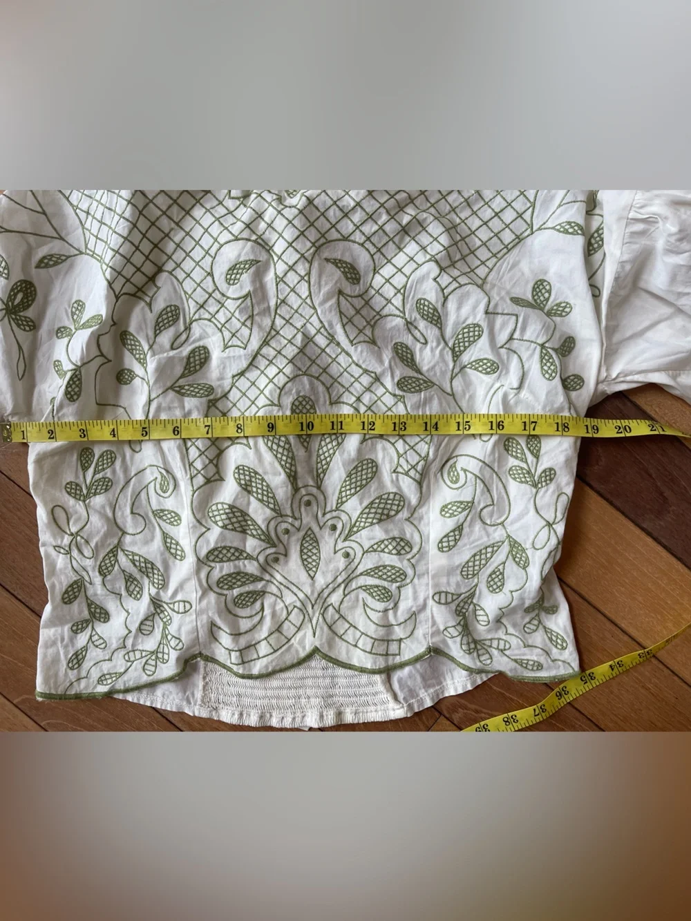 Anthropologie Puff Sleeve Embroidered Blouse Size Large Cottagecore Boho